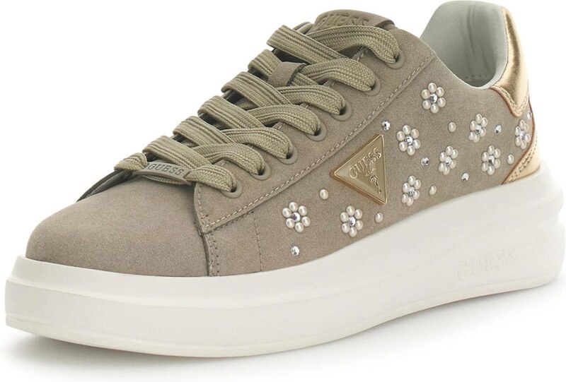 GUESS Nizke superge 'ELBINA12' zlata / temno siva / transparentna / biserno bela
