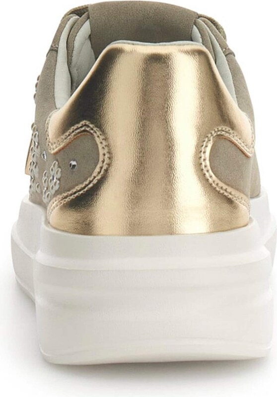 GUESS Nizke superge 'ELBINA12' zlata / temno siva / transparentna / biserno bela