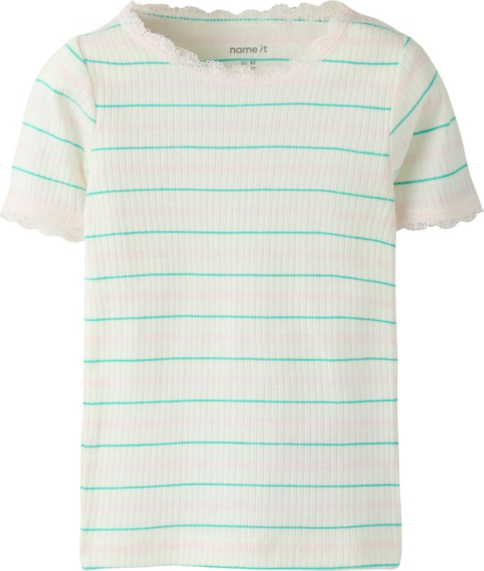 NAME IT Majica kremna / zelena / pastelno roza