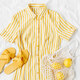 rumeno bela srajčna obleka