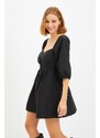 Trendyol Black Mini Waist Open tkani balon tkana obleka