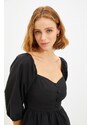 Trendyol Black Mini Waist Open tkani balon tkana obleka
