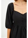 Trendyol Black Mini Waist Open tkani balon tkana obleka