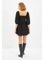 Trendyol Black Mini Waist Open tkani balon tkana obleka