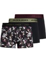 JACK & JONES Boksarice 'JACFlower' zelena / vinsko rdeča / črna / bela