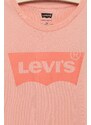 Otroška bombažna kratka majica Levi's roza barva