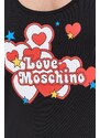 Bombažna obleka Love Moschino črna barva