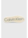 Usnjene superge Calvin Klein Low Top Lace Up bela barva