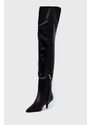 Usnjeni elegantni škornji Patrizia Pepe ženski, črna barva,