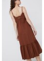 Bombažna obleka Sisley rjava barva,