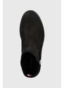 Chelsea iz semiša Tommy Hilfiger Th Coin Flat Boot ženski, črna barva