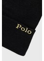 Kapa s primesjo volne Polo Ralph Lauren črna barva,