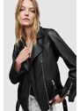 Usnjena biker jakna AllSaints ženska, črna barva,