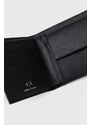 Usnjena denarnica in obesek za ključe Armani Exchange moški, črna barva