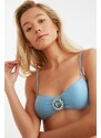 Trendyol Blue Buckle Detailed Bikini Top