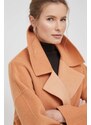 Volnen plašč Calvin Klein oranžna barva