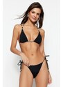 Trendyol črna kravata z visokim dnom noge Bikini