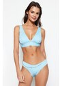 Trendyol modre kroglice so dodatno teksturirane dno bikinija z običajnimi nogami