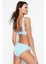 Trendyol modre kroglice so dodatno teksturirane dno bikinija z običajnimi nogami