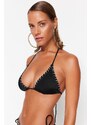 Trendyol črni trikotnik vezen bikini vrh