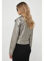 Biker jakna Guess ženska, srebrna barva