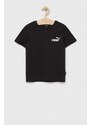 Otroška bombažna kratka majica Puma ESS Small Logo Tee B črna barva