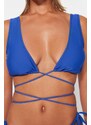 Trendyol Navy Blue Triangle Tie Bikini Top