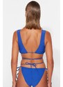 Trendyol Navy Blue Triangle Tie Bikini Top