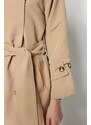 Trendyol bež prevelik širok ovratnik in pas podroben trench plašč