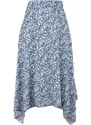 Trendyol Indigo Patterned Flounce Asymmetric High Waist Midi Flexible Knitted Skirt