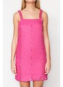 Trendyol roza naravnost rezana mini obleka s tkano podlogo in čipkastim detajlom