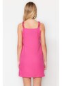 Trendyol roza naravnost rezana mini obleka s tkano podlogo in čipkastim detajlom