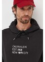 Pulover Calvin Klein moška, črna barva, s kapuco