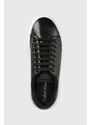 Usnjene superge Calvin Klein BUBBLE CUPSOLE LACE črna barva, HW0HW01778