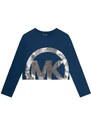 Otroška bombažna majica z dolgimi rokavi Michael Kors mornarsko modra barva
