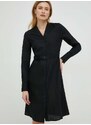 Lanena obleka Calvin Klein črna barva