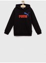 Otroški pulover Puma ESS+ 2 Col Big Logo Hoodie FL B črna barva, s kapuco
