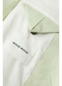 Suknjič s primesjo lanu Wood Wood Madeleine Mini Stripe Blazer zelena barva