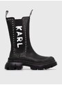 Usnjeni gležnarji Karl Lagerfeld TREKKA MAX KC ženski, črna barva, KL43591