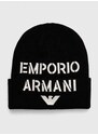 Otroška kapa s primesjo volne Emporio Armani črna barva