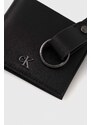 Usnjena denarnica + obesek za ključe Calvin Klein Jeans moški, črna barva