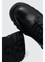 Usnjeni nizki škornji Tommy Jeans TJW FASHION LACE UP ženski, črna barva, EN0EN02296