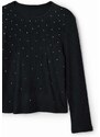 Otroška bombažna majica z dolgimi rokavi Desigual črna barva