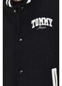 Bomber jakna s primesjo volne Tommy Jeans črna barva