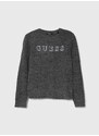 Otroški pulover s primesjo volne Guess siva barva