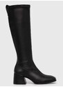 Elegantni škornji HUGO Angey ženski, črna barva, 50504647
