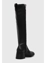 Elegantni škornji HUGO Angey ženski, črna barva, 50504647