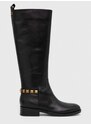 Usnjeni elegantni škornji Guess BOSSY ženski, črna barva, FL8BYO LEA11