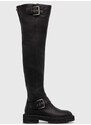 Usnjeni elegantni škornji Kurt Geiger London Hackney Biker ženski, črna barva, 547000109