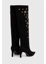 Elegantni škornji iz semiša Pinko Lehar ženski, črna barva, 102027 A18V Z99